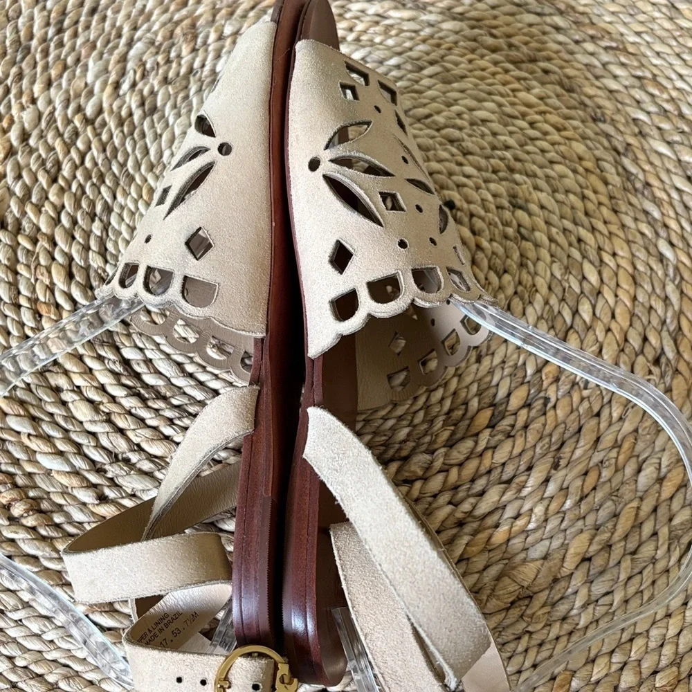 Tory Burch May Laser Cut Flat Sandals 7.5
